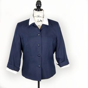 TALBOTS COLLECTION ▪ Navy Cotton/Silk Blend Blazer